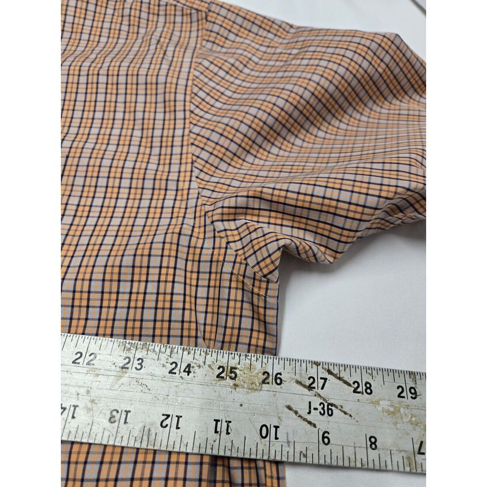 Brooks Brothers Mens XL Orange Plaid Shirt Supima Cotton Button Up Short‎ Sleeve - Picture 4 of 6